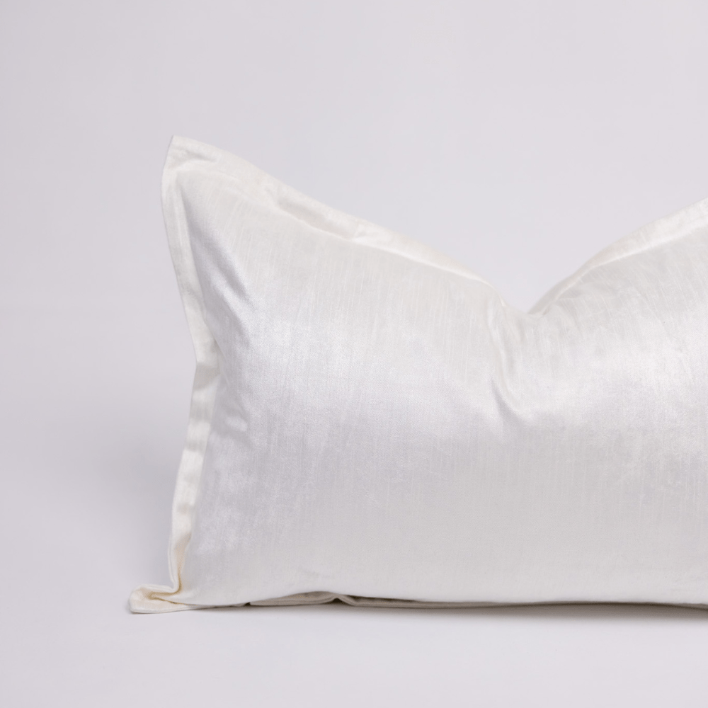 BHD HOME BHD Bespoke Velvet Flange White Medium Lumbar Cushion 40 x 60cm
