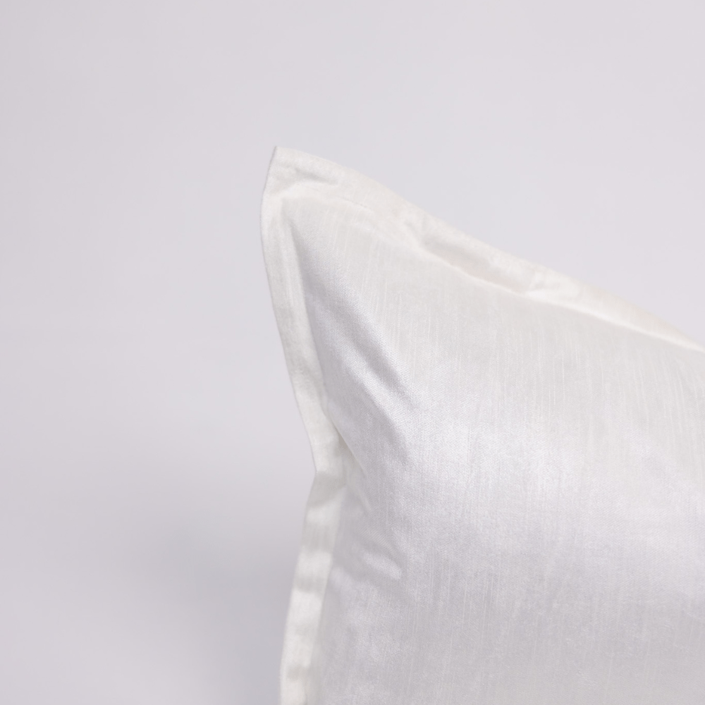 BHD HOME BHD Bespoke Velvet Flange White Medium Lumbar Cushion 40 x 60cm
