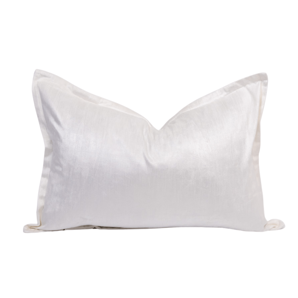 BHD HOME BHD Bespoke Velvet Flange White Medium Lumbar Cushion 40 x 60cm
