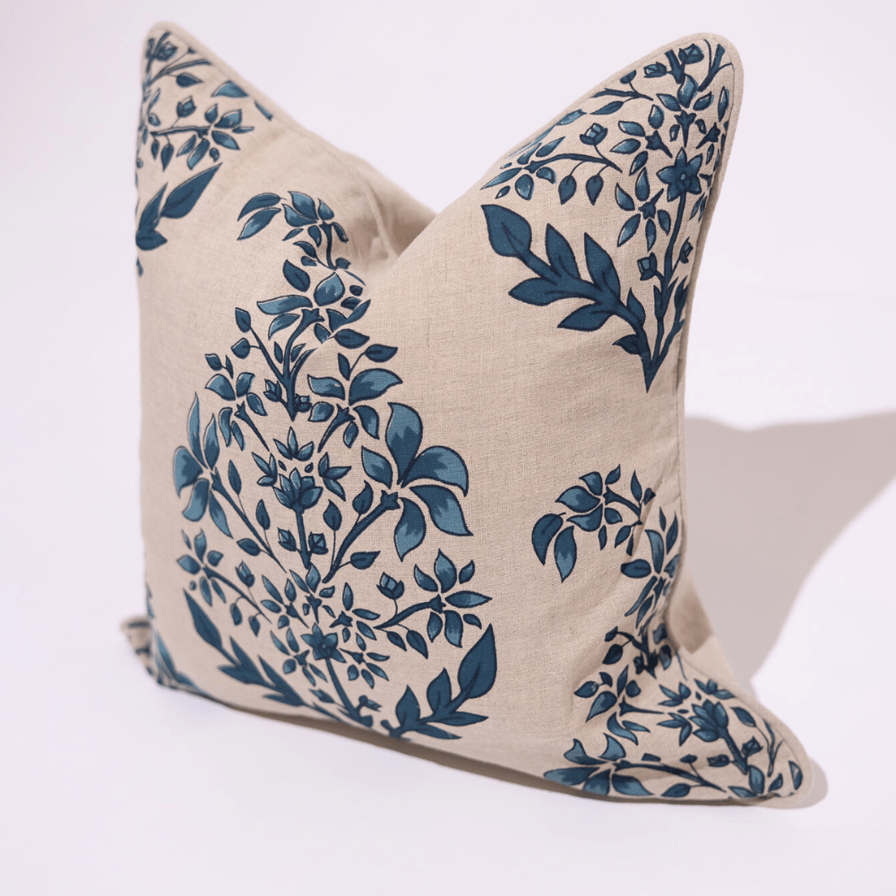 BHD HOME Coastal Devon Devon Inner Paisley Print Blue Lounge Cushion 55 x 55cm