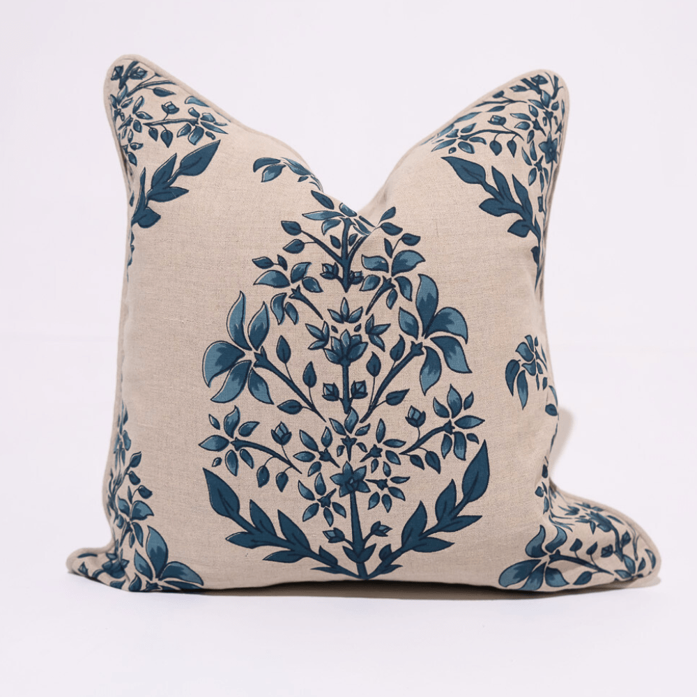 BHD HOME Coastal Devon Devon Inner Paisley Print Blue Lounge Cushion 55 x 55cm