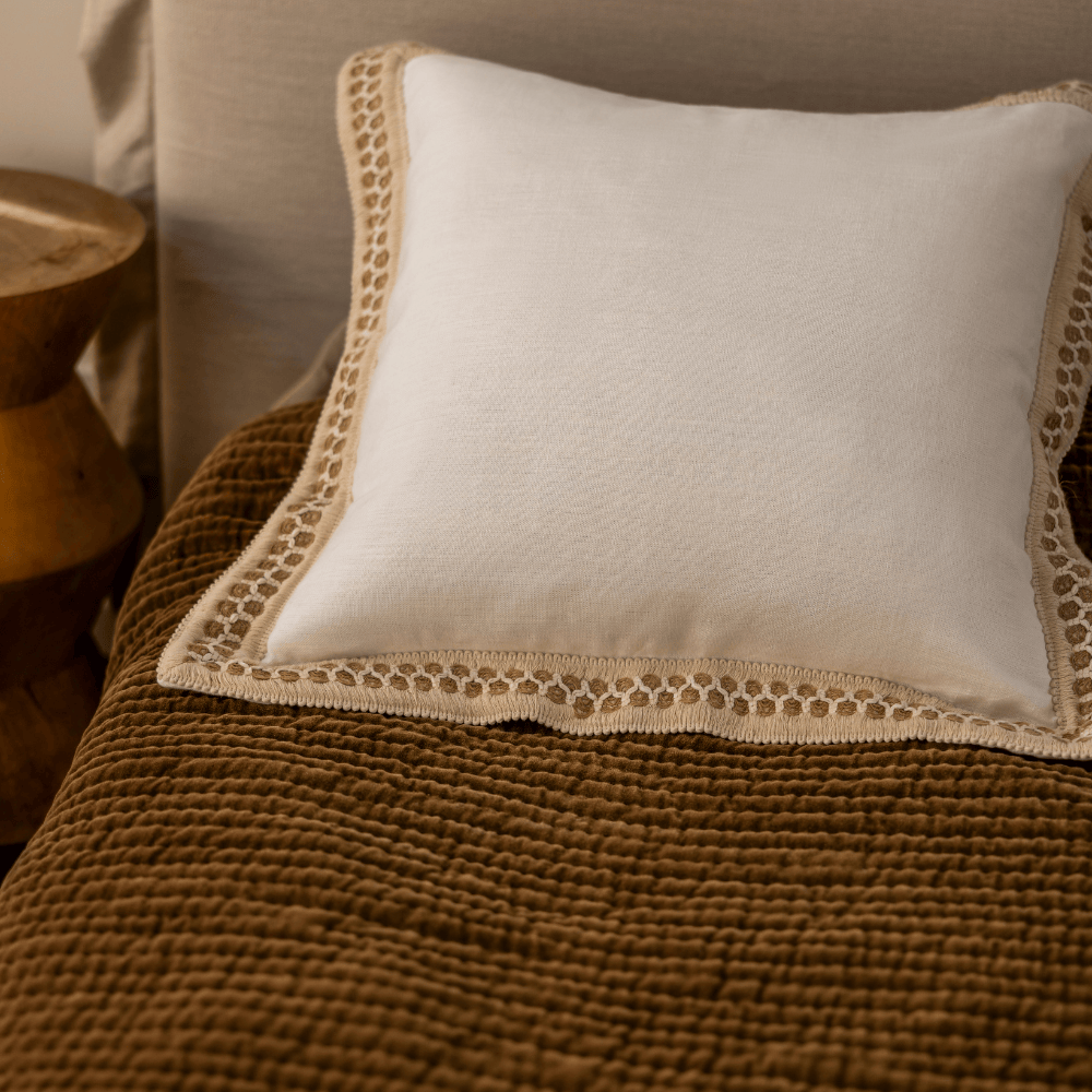 BHD HOME Coastal Devon White Haven Braid Euro Cushion 65 x 65cm