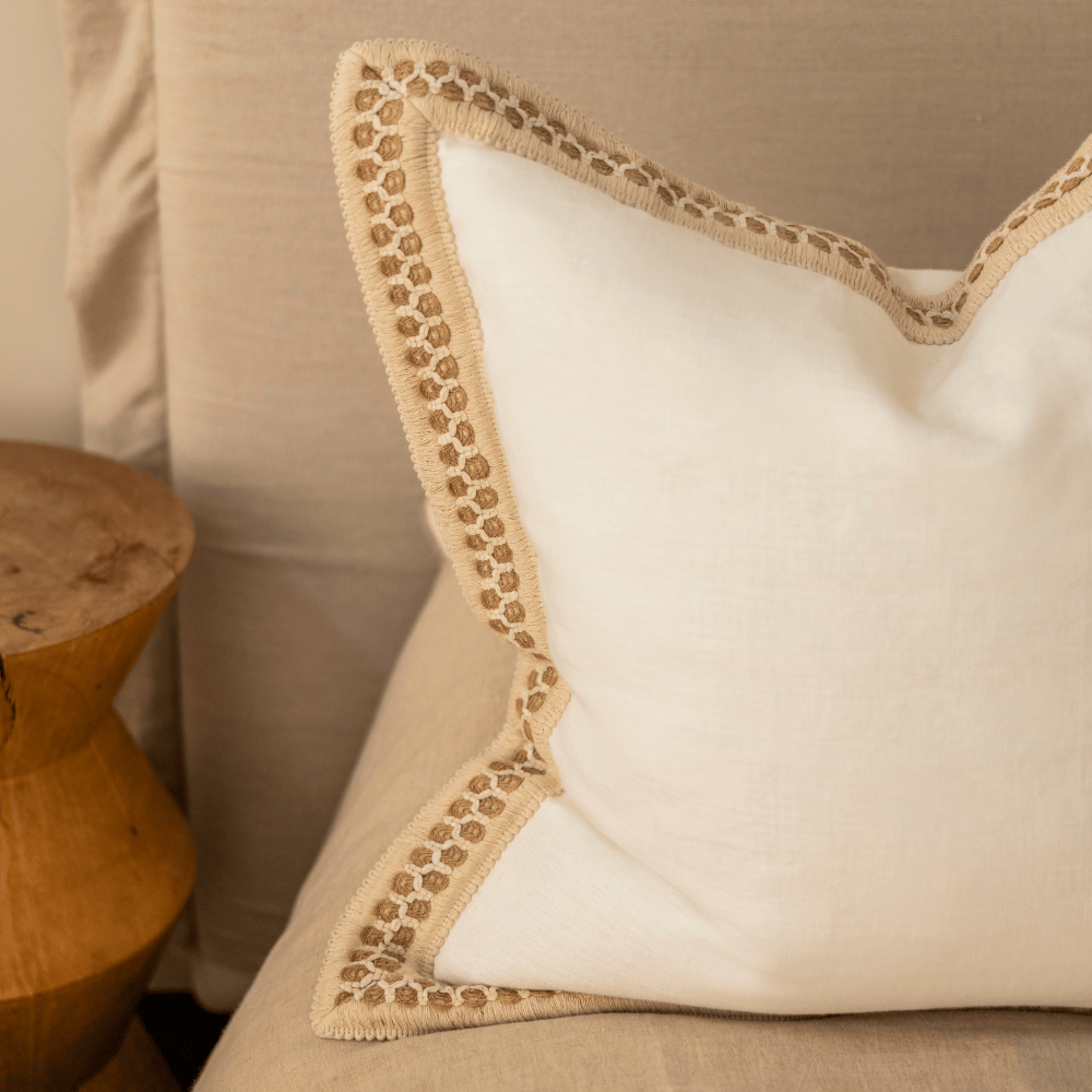 BHD HOME Coastal Devon White Haven Braid Euro Cushion 65 x 65cm