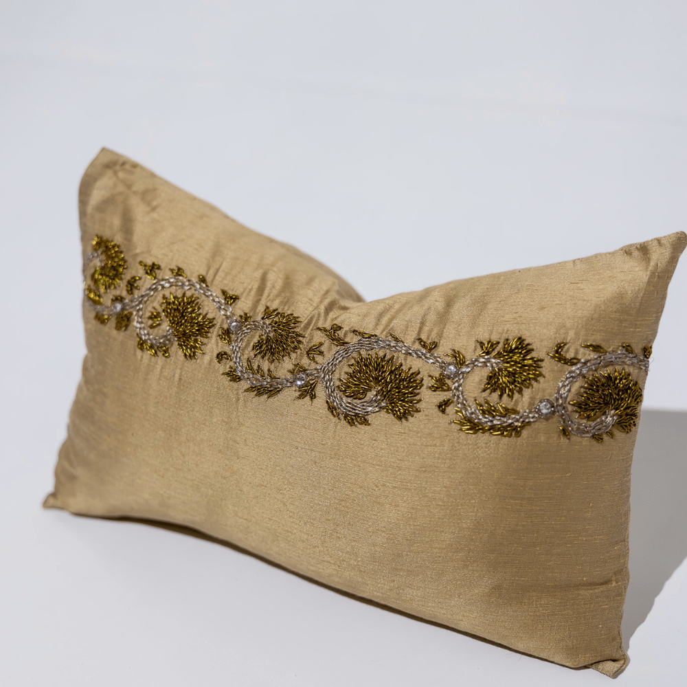 BHD HOME Cover only Sage Embroidery Small Lumbar Cushion 30 x 46cm
