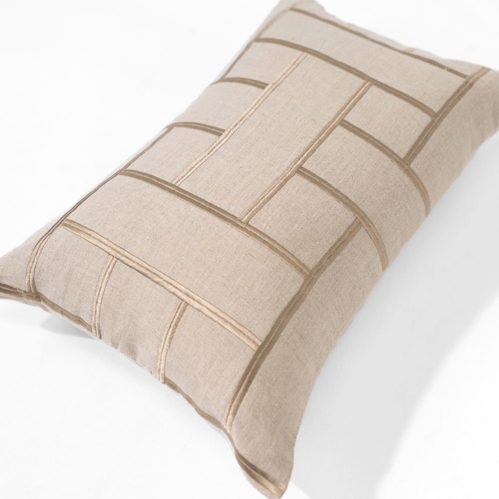 BHD HOME Embroidery Lattice Natural Medium Lumbar Cushion 40 x 60cm