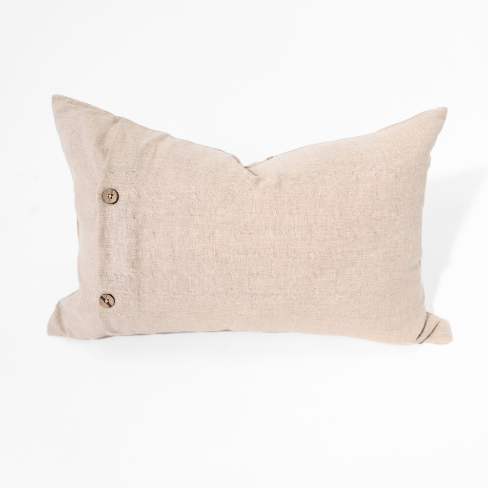 BHD HOME Embroidery Lattice Natural Medium Lumbar Cushion 40 x 60cm