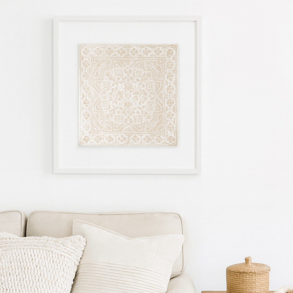 BHD HOME End of Line Kilim Print Natural Artwork 52 x 52cm