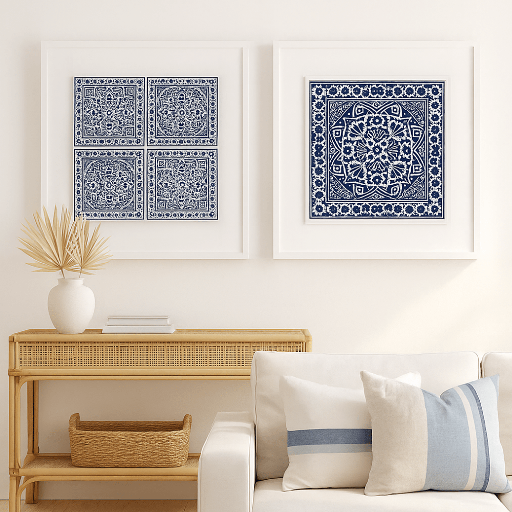 BHD HOME End of Line Kilim Repeat Navy Artwork 52 x 52cm