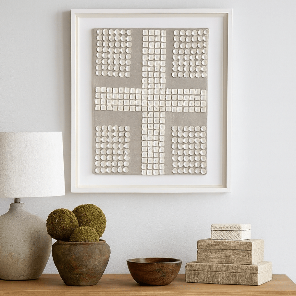 BHD HOME End of Line Shell Mother Of Pearl Cross Artwork 67 x 85cm