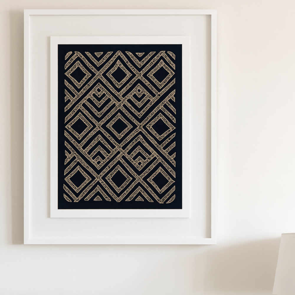 BHD HOME End of Line Shoowa Textile Black Artwork 67 x 85cm