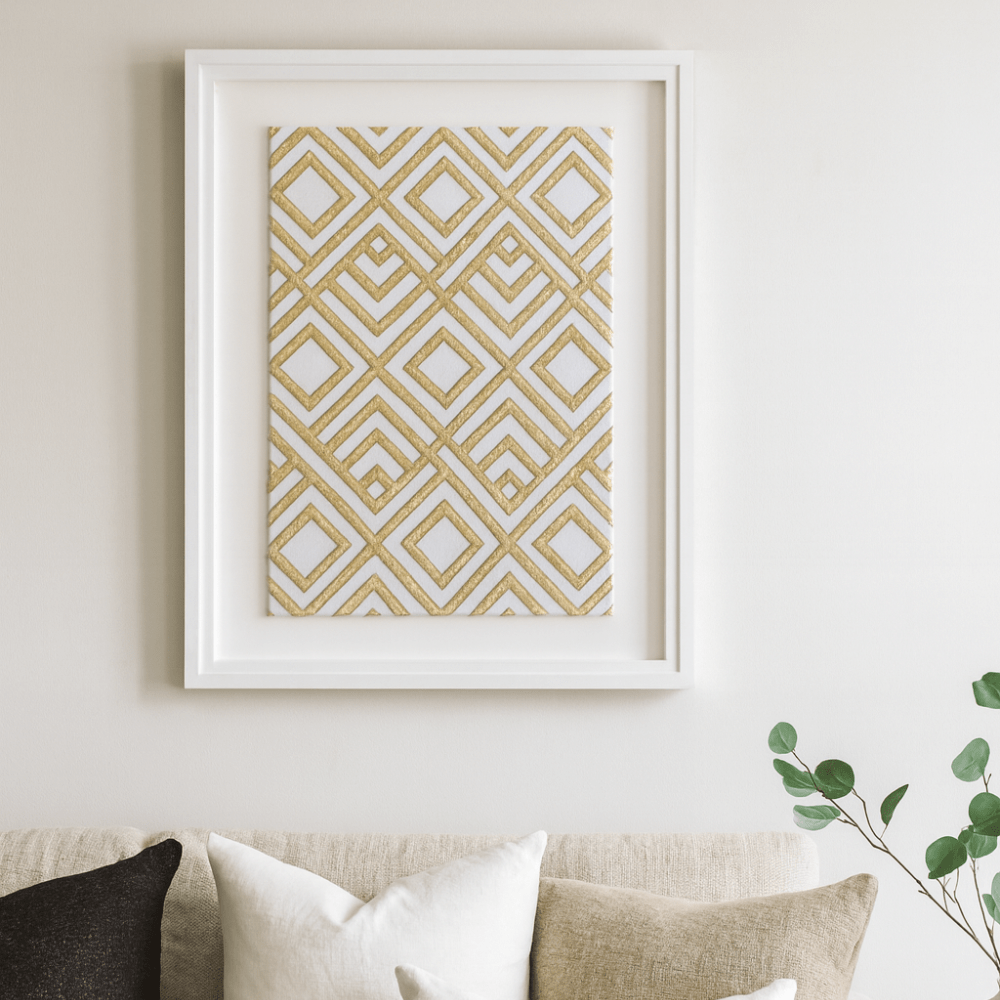 BHD HOME End of Line Shoowa Textile White Artwork 67 x 85cm