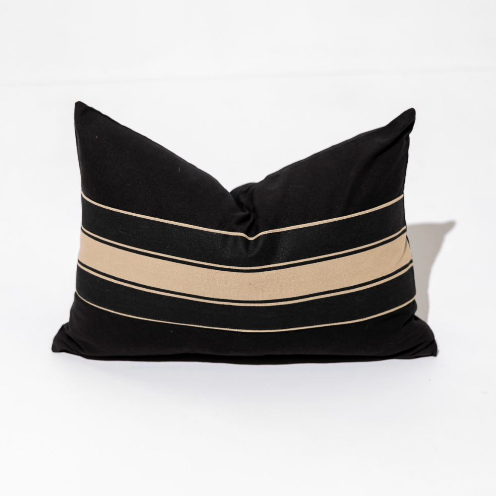 BHD HOME End of Line Ticking Stripe Black & Natural Lumbar Cushion 35 x 53cm