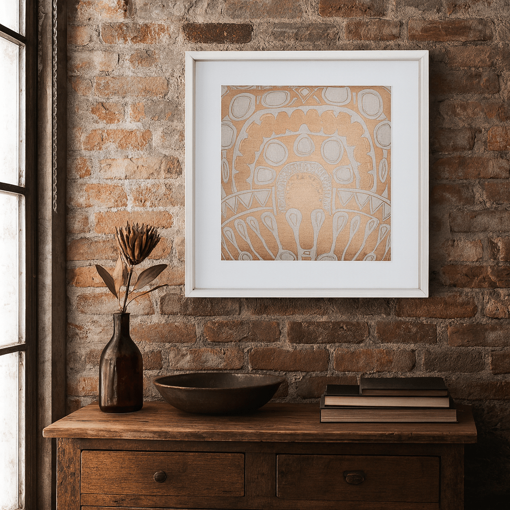 BHD HOME End of Line White Totem Gold Artwork 60 x 60cm