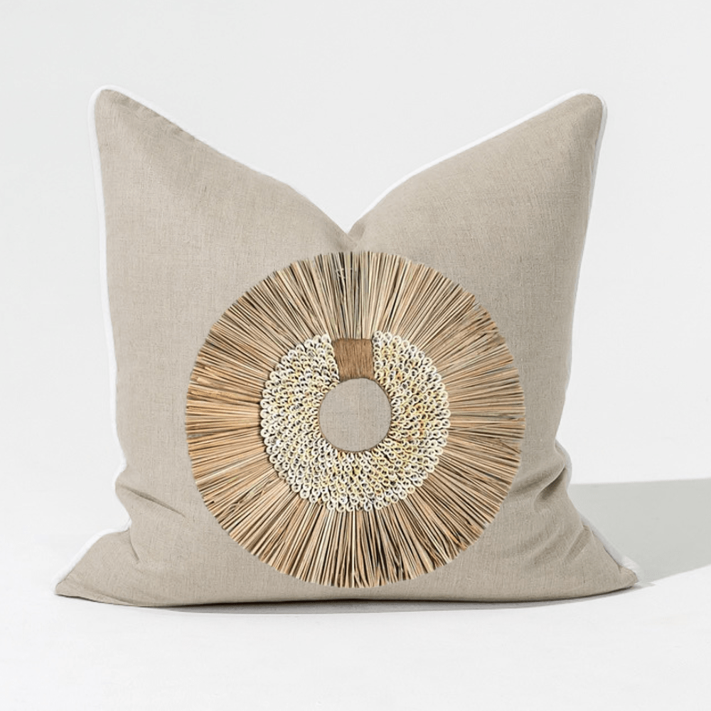 BHD HOME featurecushion Shell Ring Coffee with Wood Sticks Natural and White