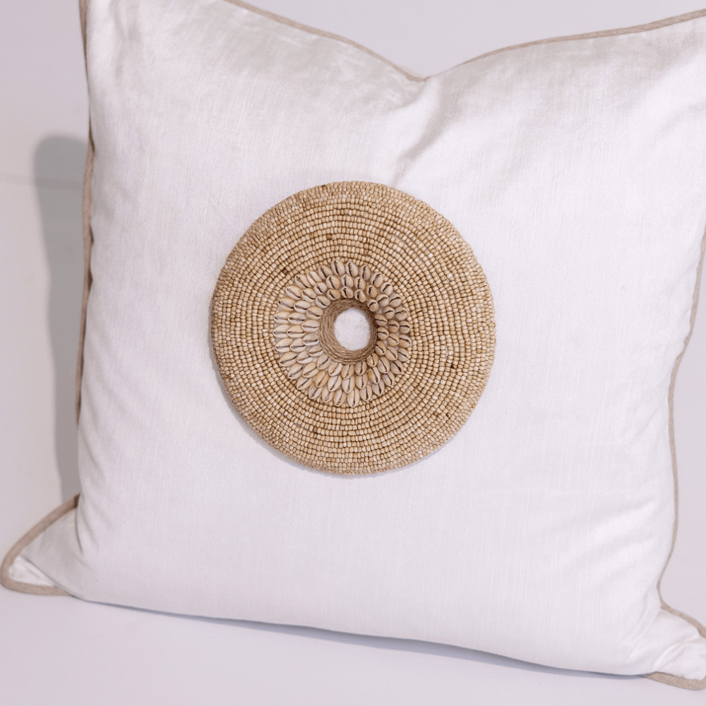BHD HOME featurecushion Shell Ring Natural Embellished Cushion Cover