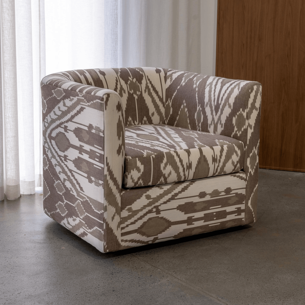 BHD HOME Furniture Cacao Ikat Harlequin Barrel Chair
