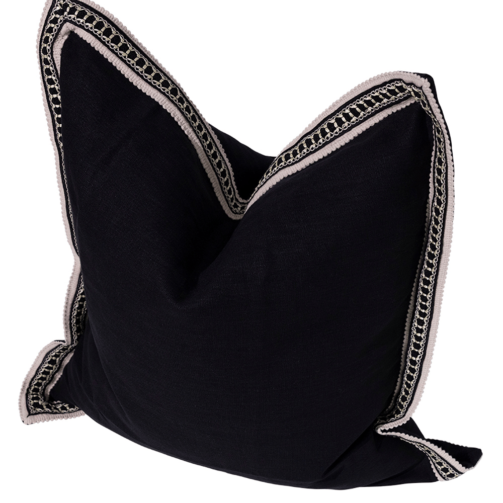BHD HOME Gilded Braid Black Euro Cushion 65 x 65cm