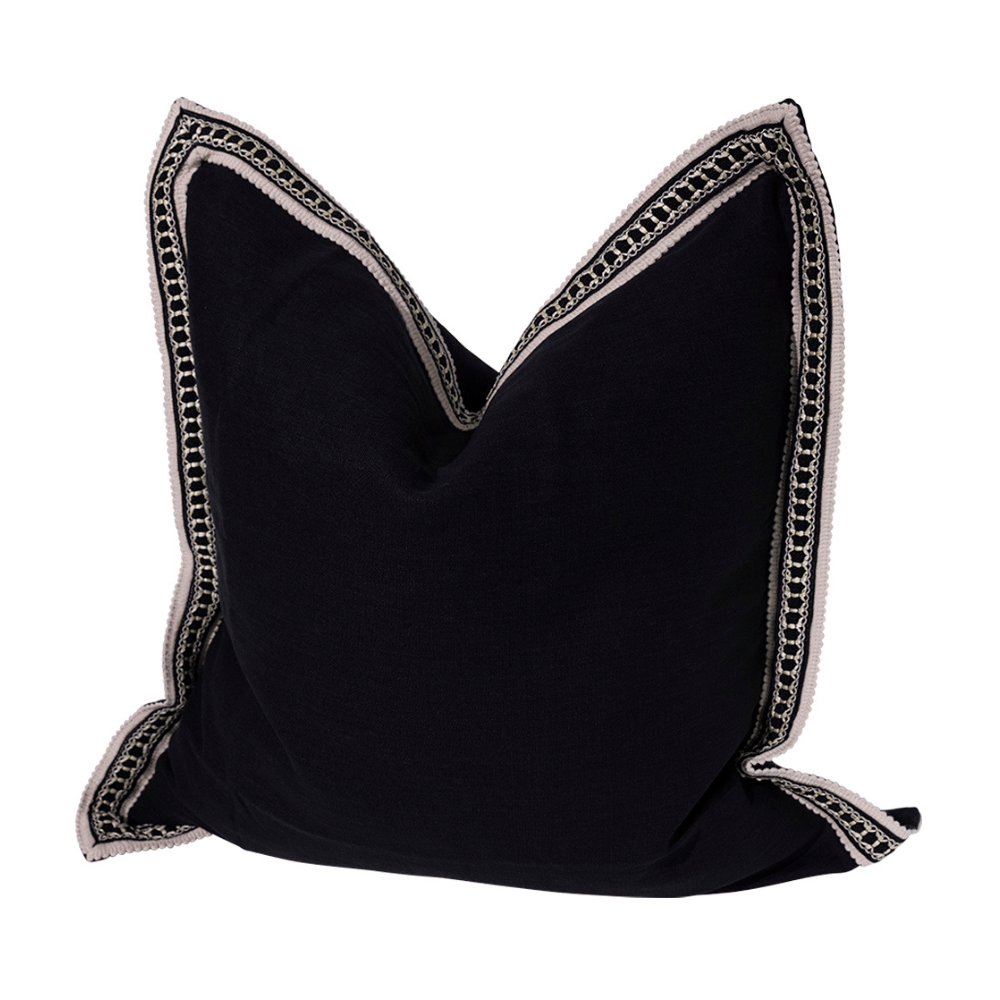 BHD HOME Gilded Braid Black Euro Cushion 65 x 65cm