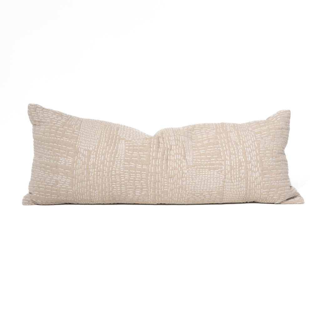 BHD HOME Gudri Patch Natural Long Lumbar Cushion 35 x 90cm