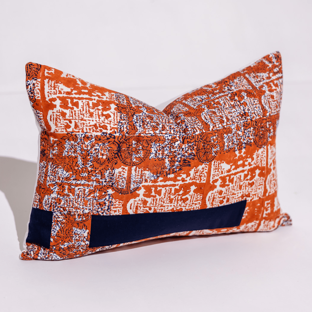 BHD HOME Hand Block Print Ruins Orange 40 x 60cm