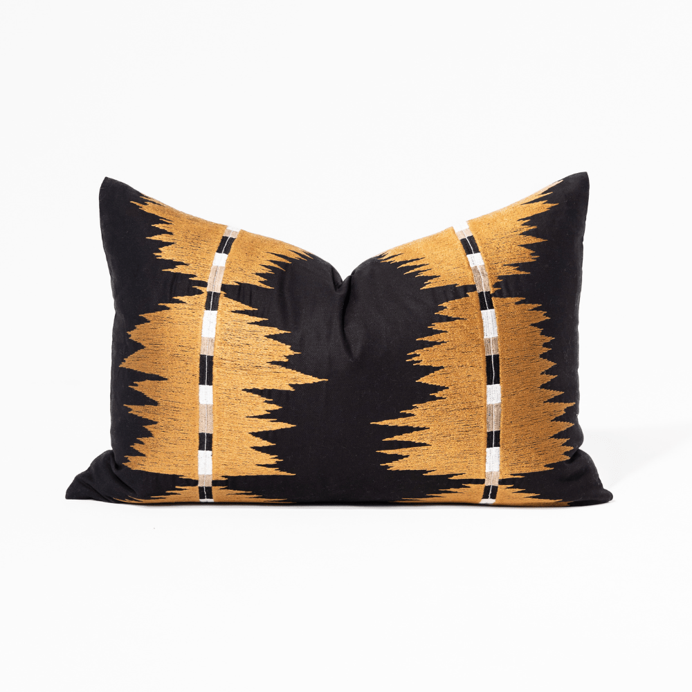 BHD HOME Ikat Peaks Black Medium Lumbar Cushion 40 x 60cm