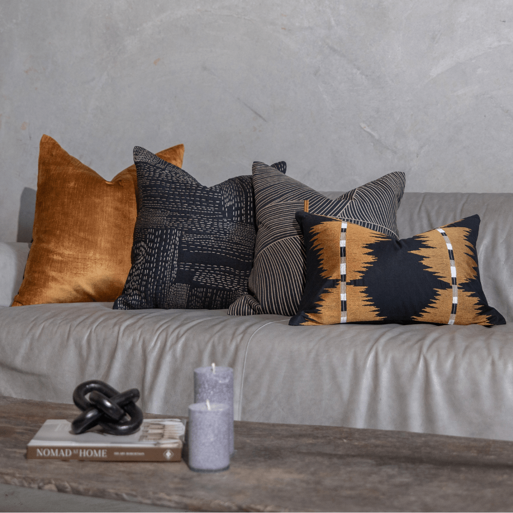 BHD HOME Ikat Peaks Black Medium Lumbar Cushion 40 x 60cm