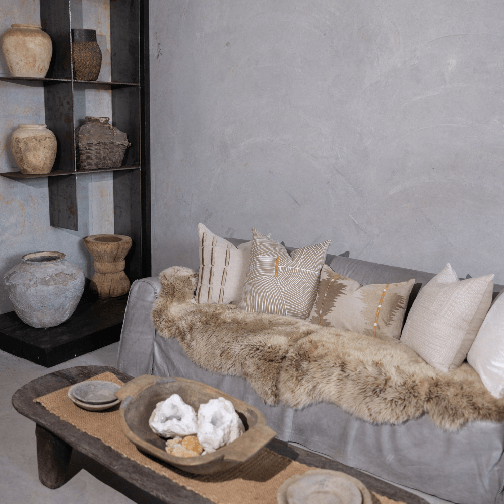 BHD HOME Ikat Peaks Natural Medium Lumbar Cushion 40 x 60cm
