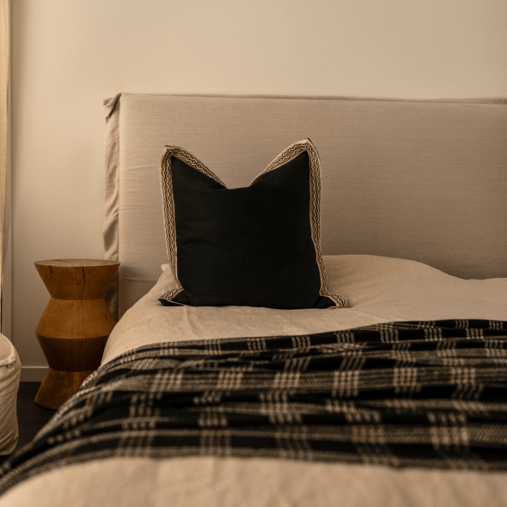 BHD HOME Lattice Braid Black Euro Cushion 65 x 65cm