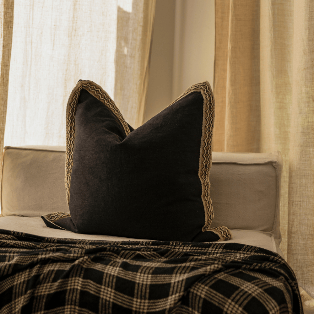BHD HOME Lattice Braid Black Euro Cushion 65 x 65cm