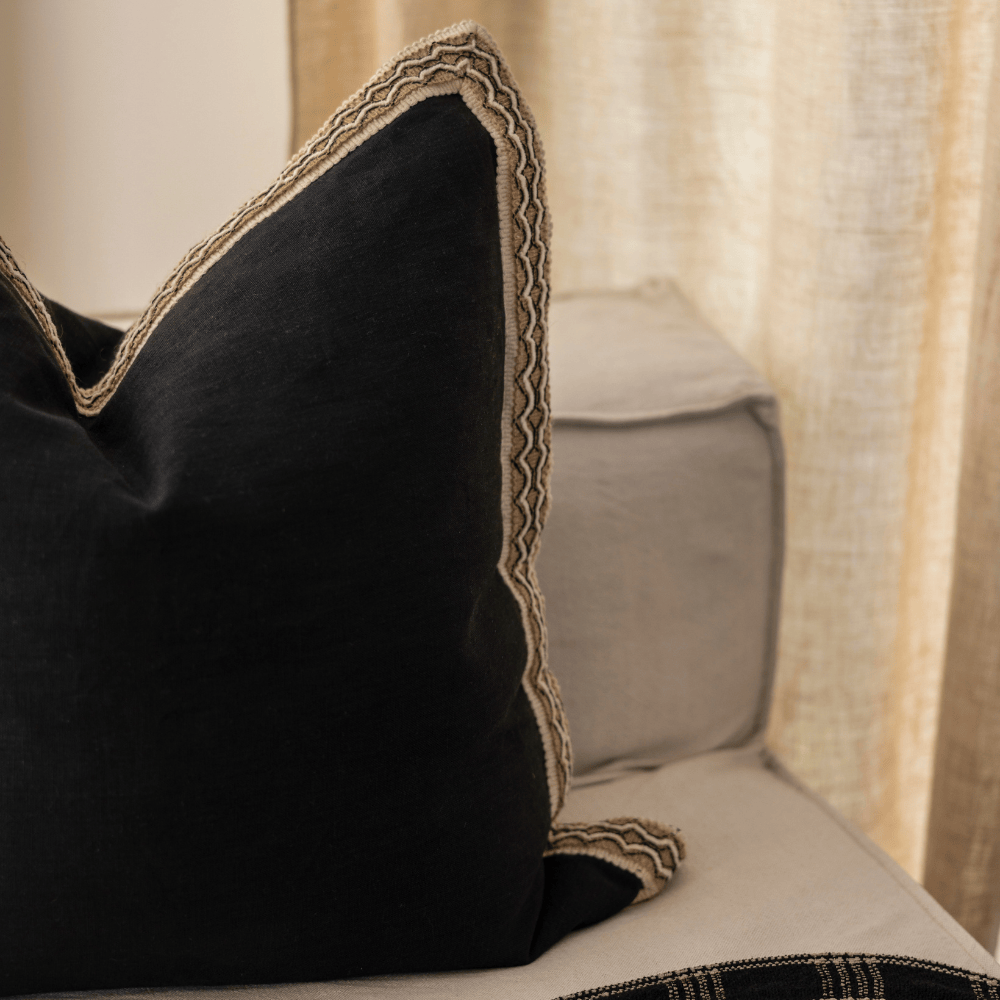 BHD HOME Lattice Braid Black Euro Cushion 65 x 65cm