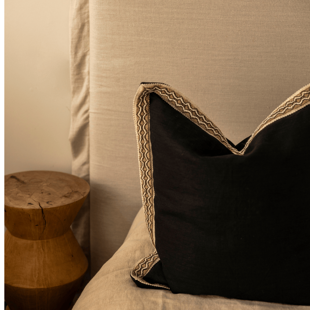 BHD HOME Lattice Braid Black Euro Cushion 65 x 65cm