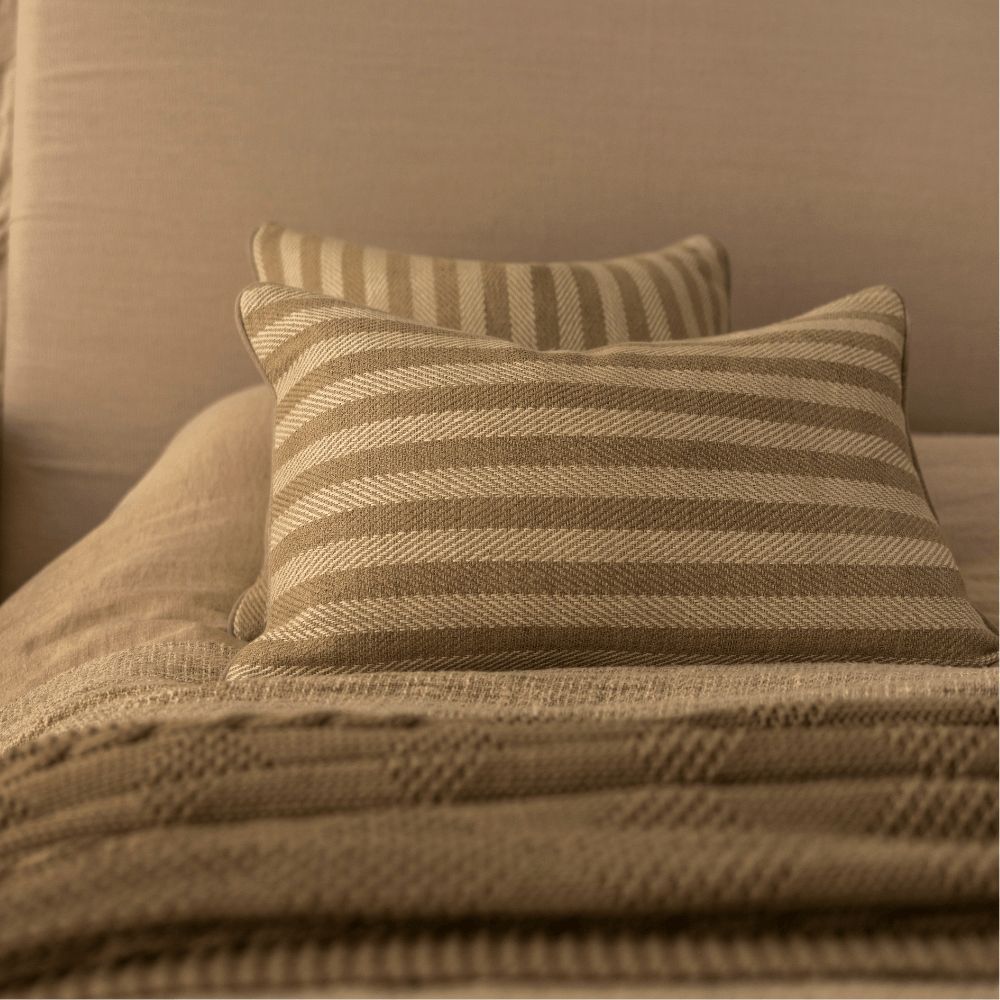 BHD HOME Leeds Wide Stripe Cushion in Wheat