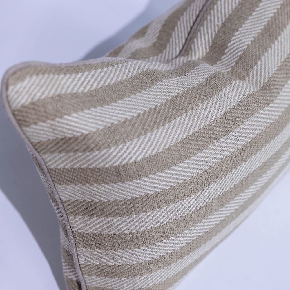 BHD HOME Leeds Wide Stripe Lumber Silk Cushion in Wheat