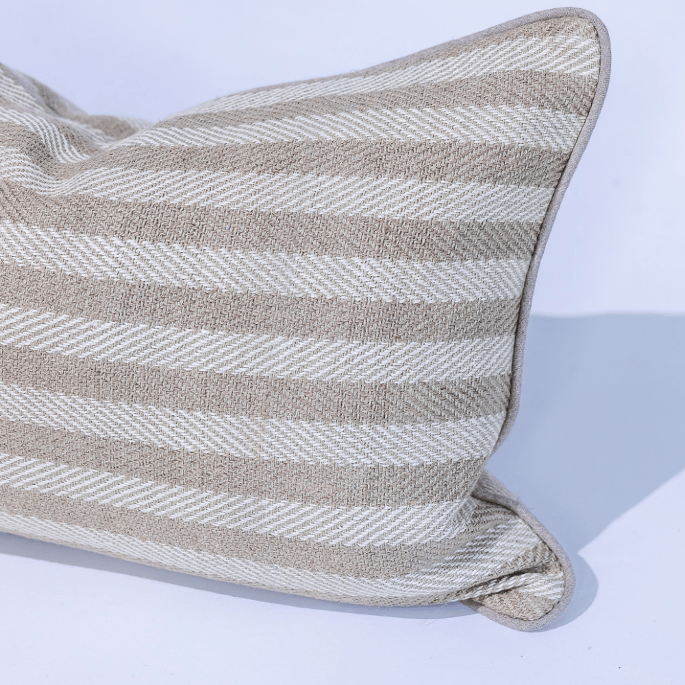 BHD HOME Leeds Wide Stripe Lumber Silk Cushion in Wheat