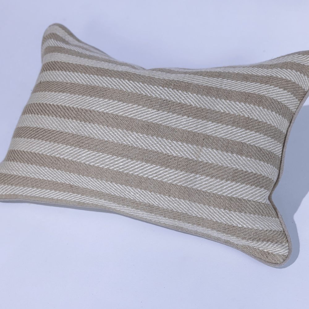 BHD HOME Leeds Wide Stripe Lumber Silk Cushion in Wheat