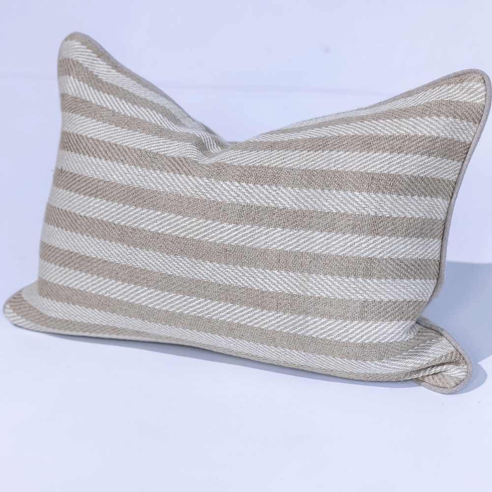 BHD HOME Leeds Wide Stripe Lumber Silk Cushion in Wheat