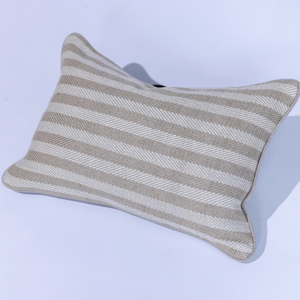 BHD HOME Leeds Wide Stripe Lumber Silk Cushion in Wheat