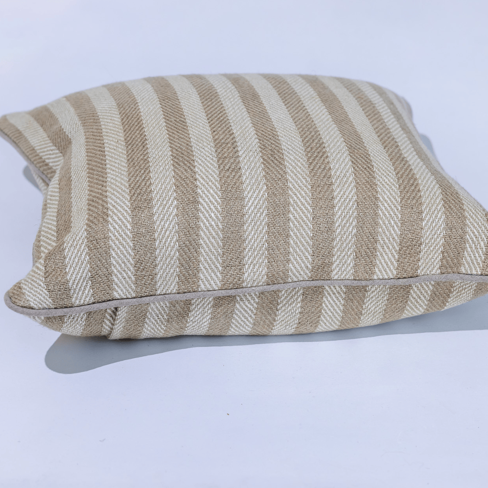BHD HOME Leeds Wide Stripe Silk Cushion in Wheat
