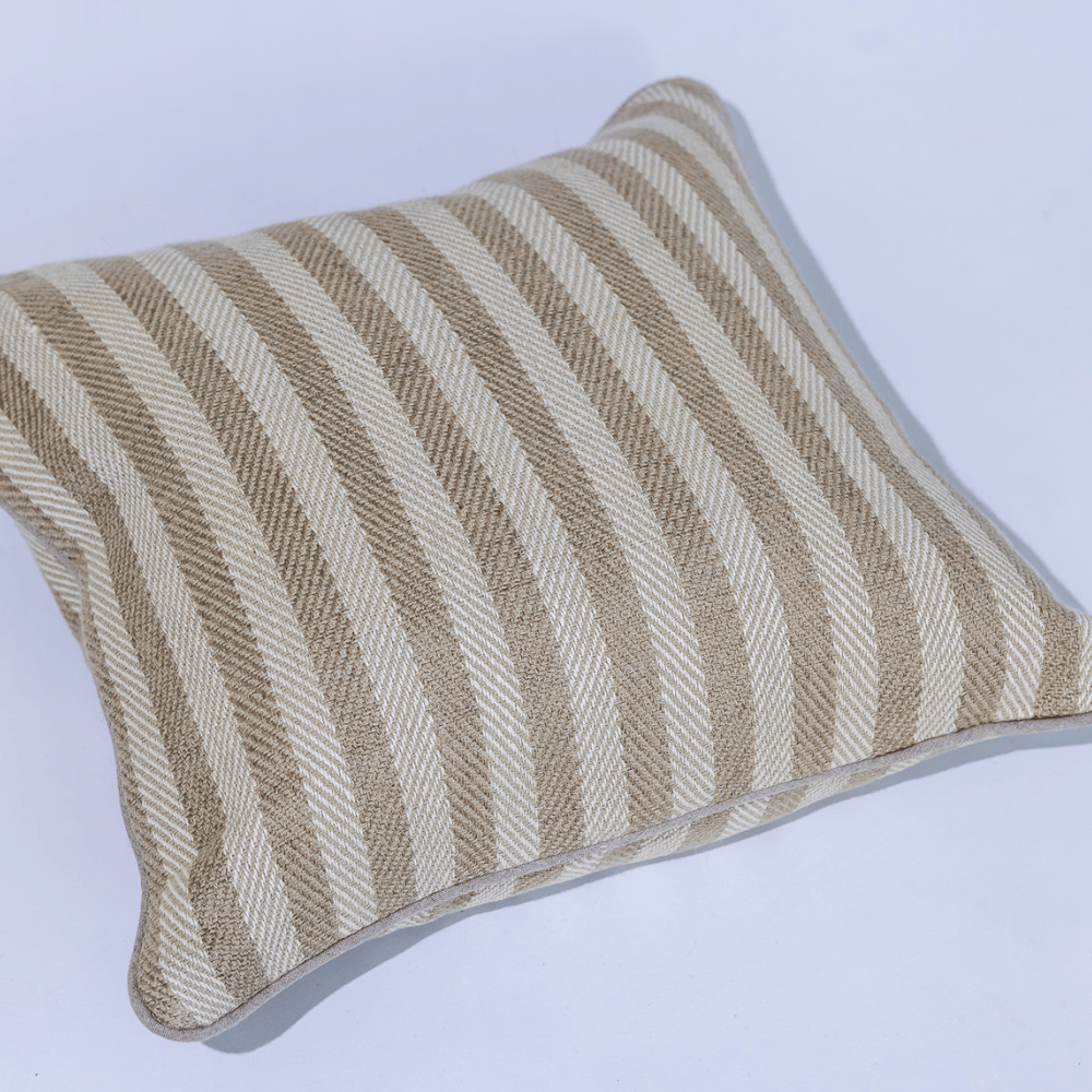 BHD HOME Leeds Wide Stripe Silk Cushion in Wheat