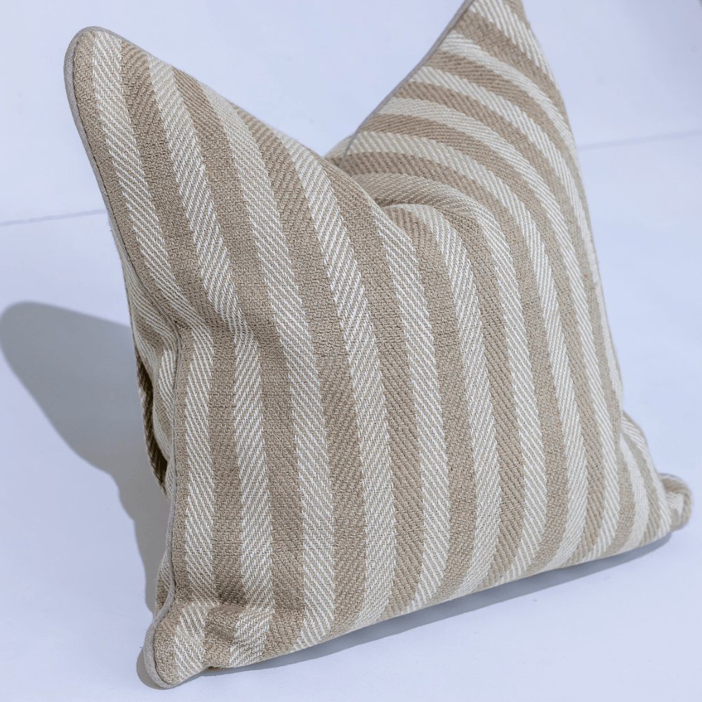 BHD HOME Leeds Wide Stripe Silk Cushion in Wheat