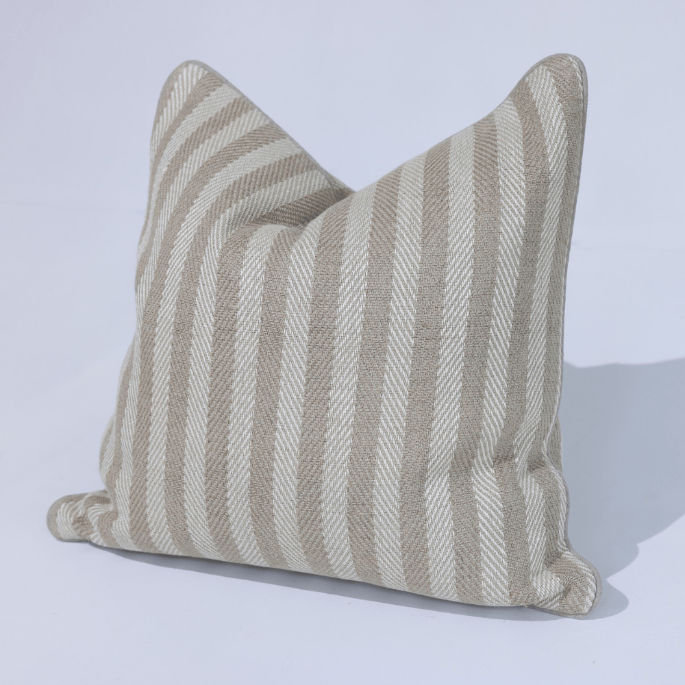 BHD HOME Leeds Wide Stripe Silk Cushion in Wheat