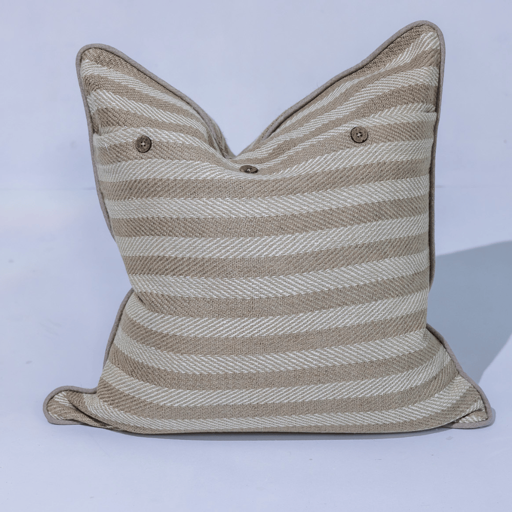 BHD HOME Leeds Wide Stripe Silk Cushion in Wheat