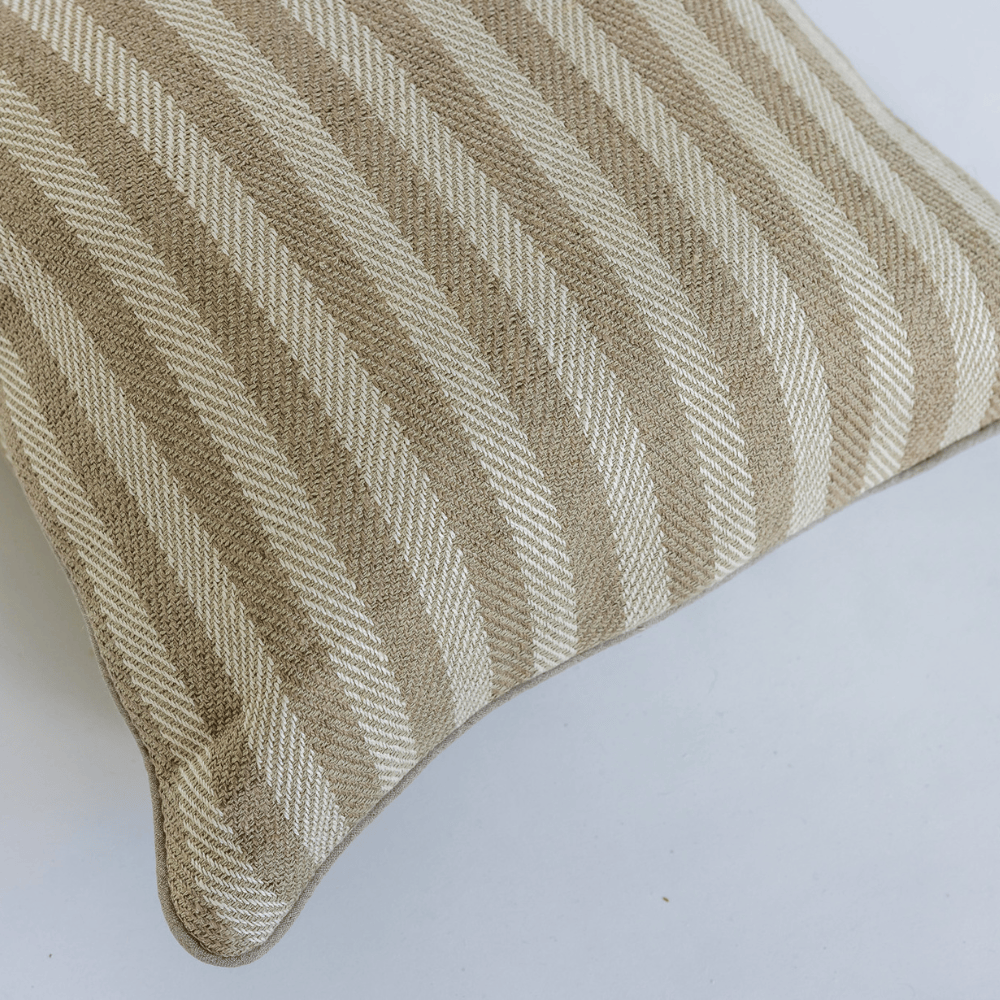 BHD HOME Leeds Wide Stripe Silk Cushion in Wheat