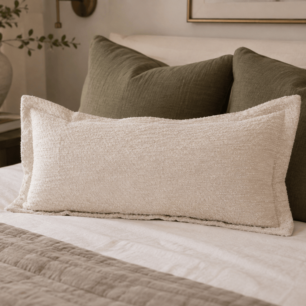 BHD HOME Long Lumber Cushion Cotswold Flange Natural Long Lumbar Cushion 40 x 90cm