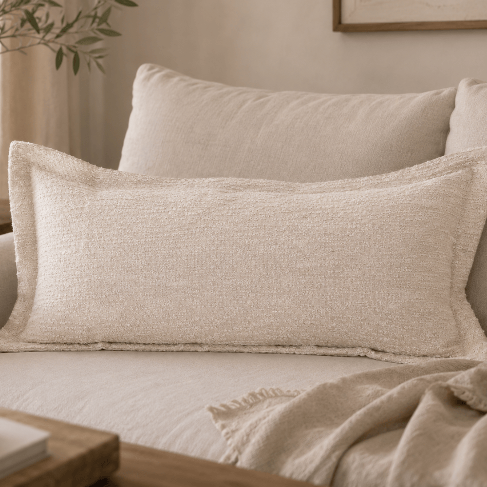BHD HOME Long Lumber Cushion Cotswold Flange Natural Long Lumbar Cushion 40 x 90cm
