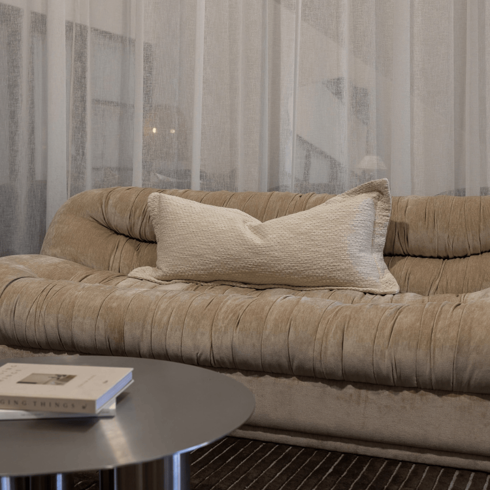 BHD HOME Long Lumber Cushion Weave Cotswold Flange Natural Long Lumbar Cushion 40 x 90cm
