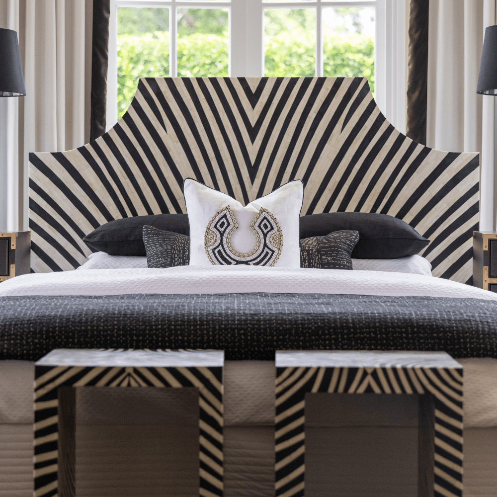 BHD HOME Lounge Cushion African Bead Black Horseshoe White & Black Lounge Cushion 55 x 55cm