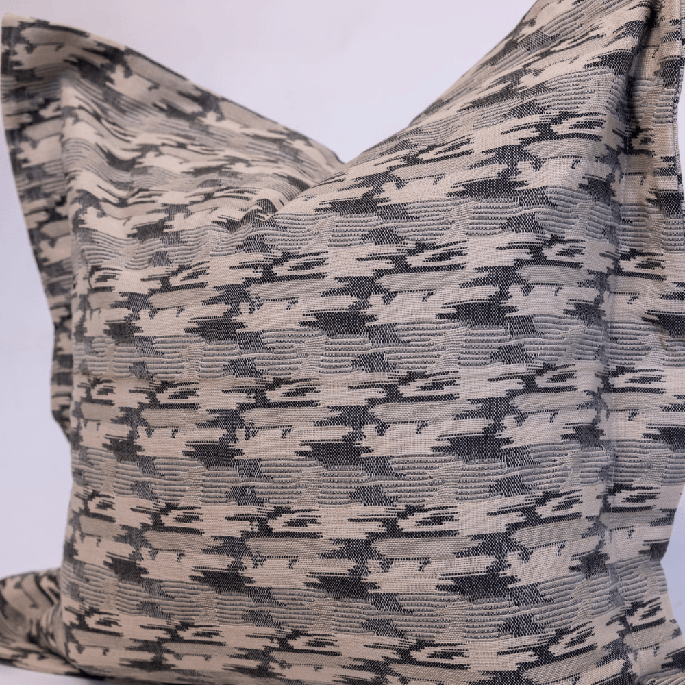 BHD HOME Lounge Cushion Ikat Charcoal Flange Lounge Cushion 55 x 55cm