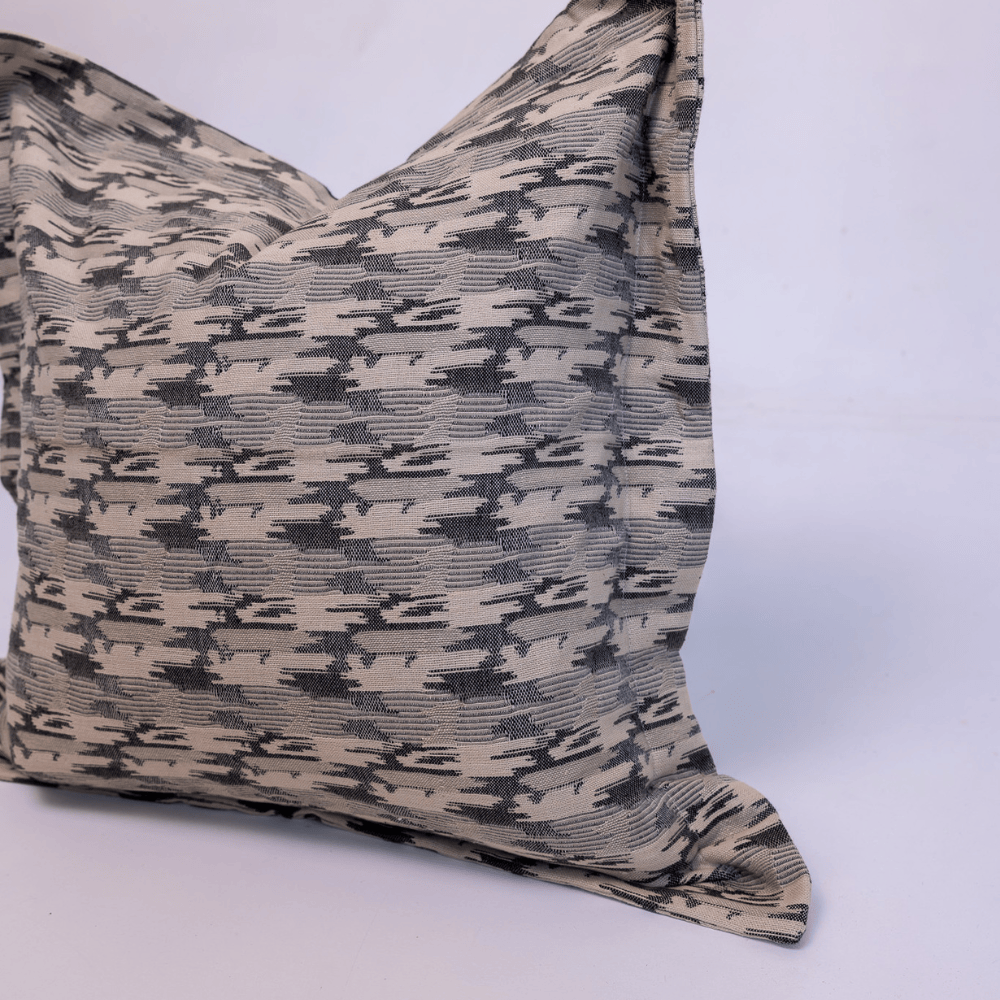 BHD HOME Lounge Cushion Ikat Charcoal Flange Lounge Cushion 55 x 55cm
