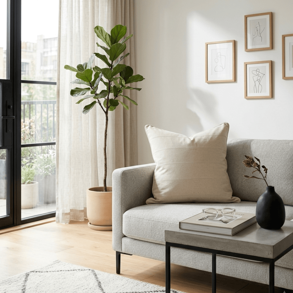 BHD HOME Lounge Cushion Ladder Piped Natural Lounge Cushion 65 x 65 cm